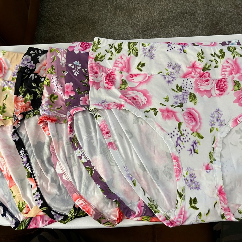 Six Pair 2x Floral High-Waist Full Coverage Panties